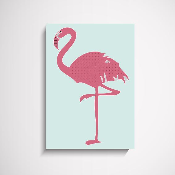 Pink Flamingo Kids illustration wall art print Wall Art Print - Yorkelee Prints Australia