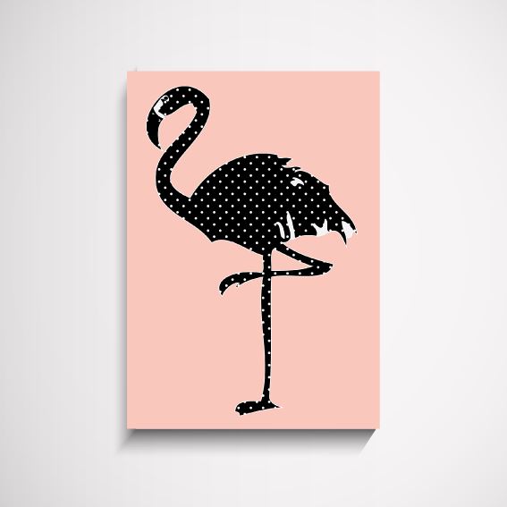 Polka Dot Flamingo Kids illustration wall art print Wall Art Print - Yorkelee Prints Australia