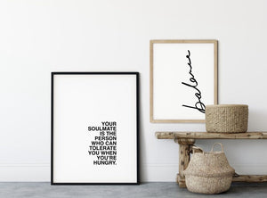 Soul Mate quote typography wall art print
